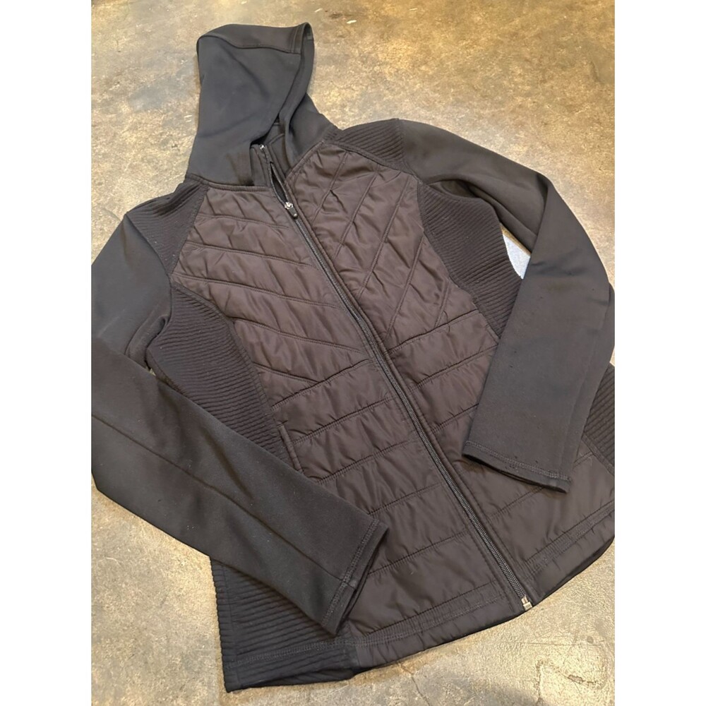 Fila Sport Women's Athletic Jacket Hooded Full Zip Soft Quilted Black Size M